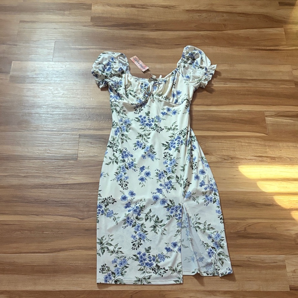 Inspired Hearts Blue Floral Midi Dress